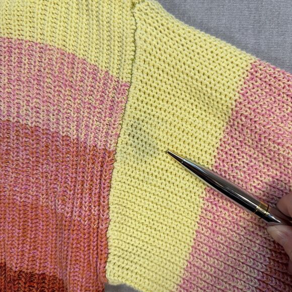 Urban Outfitters Sunset Striped Chunky Knit Cropped Cardigan Sweater Large UO - Picture 11 of 11